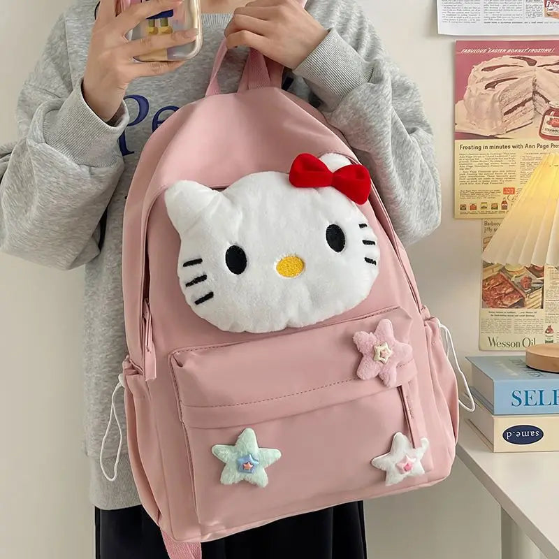 Backpack with Character Design and Decorative Star Accents