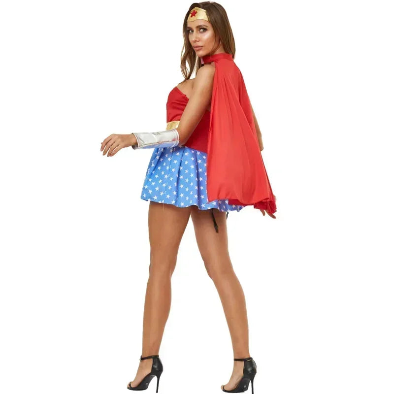 Women's Superhero Costume Set with Cape and Accessories