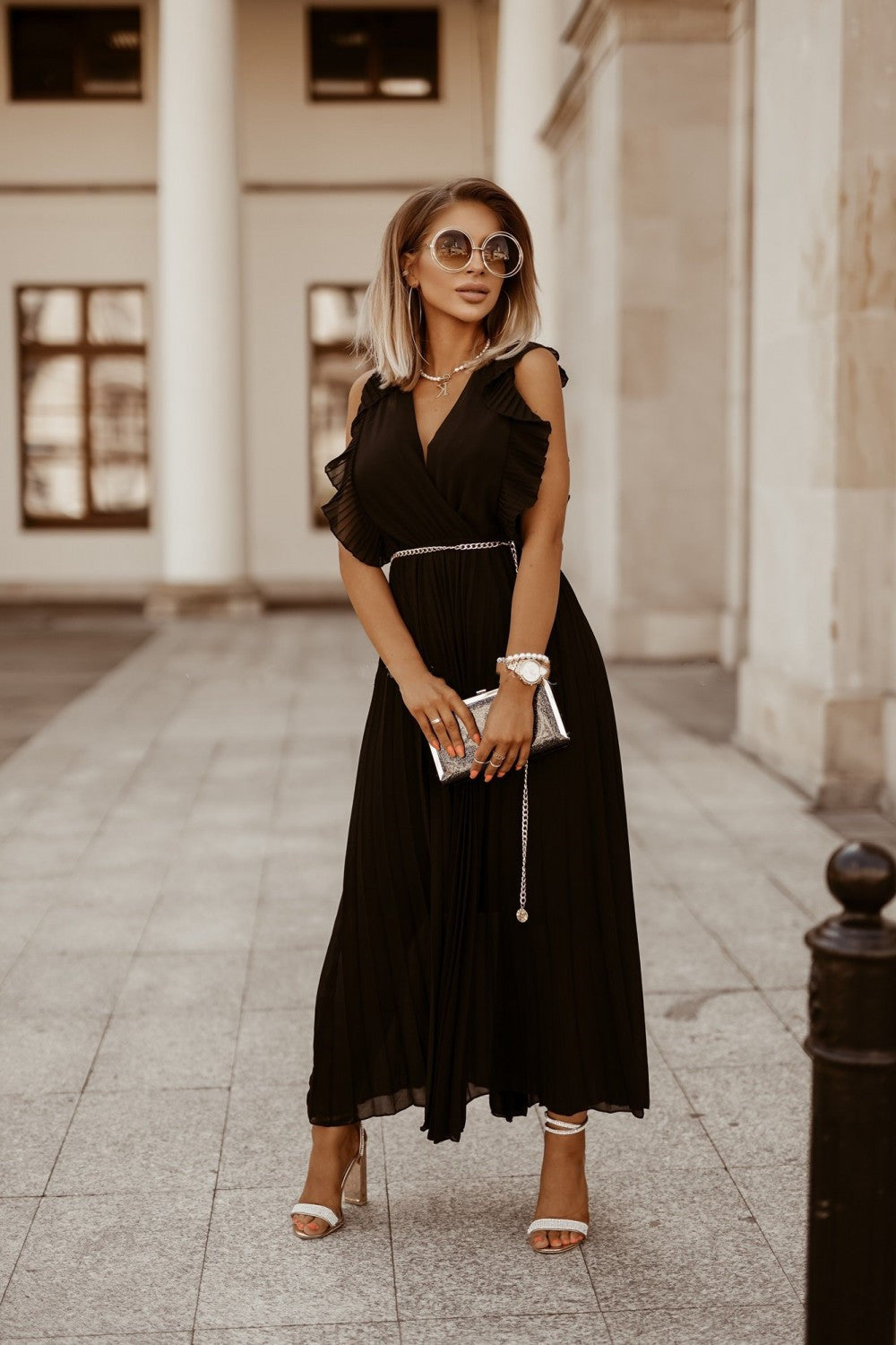 Chic Pleated Casual Maxi Dress