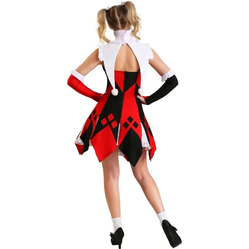 Red Clown-Inspired Costume Dress for Cosplay and Halloween