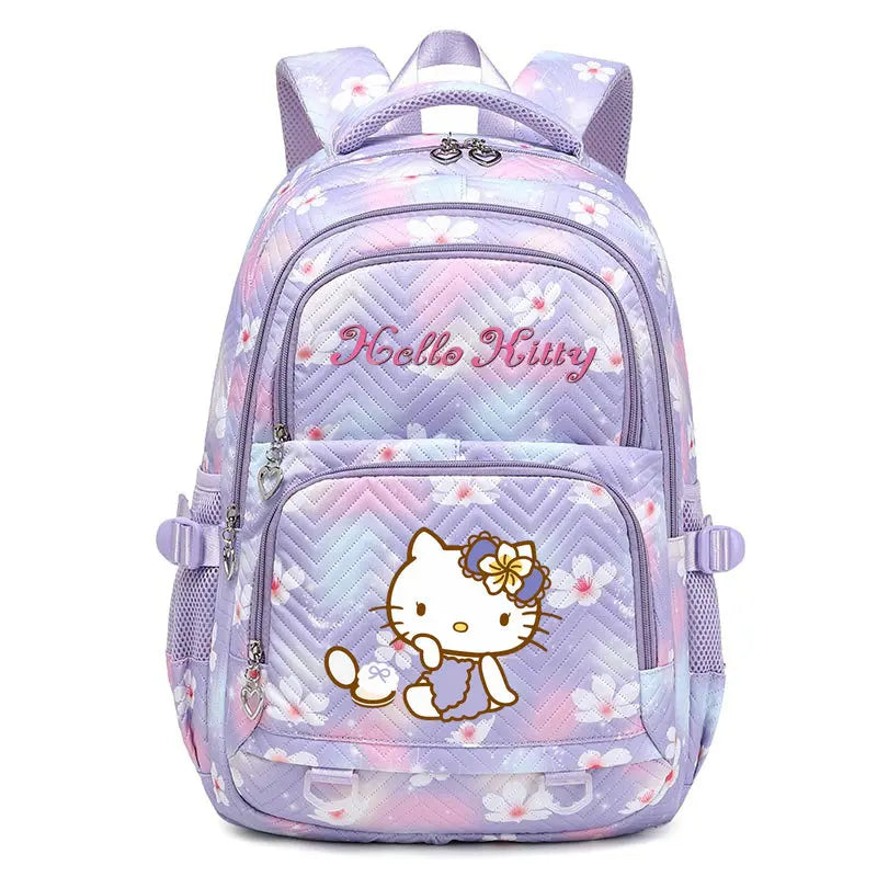 School Backpack with Cartoon Print and Multiple Compartments