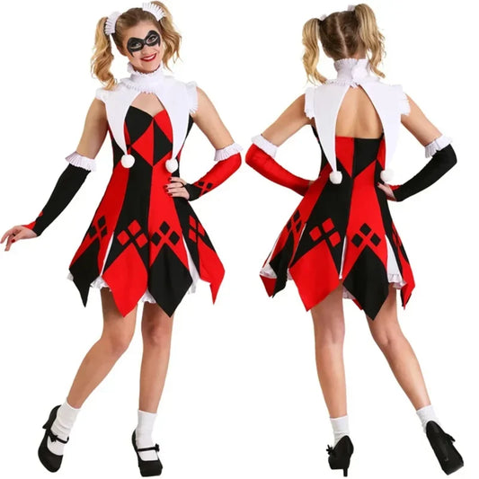 Red Clown-Inspired Costume Dress for Cosplay and Halloween