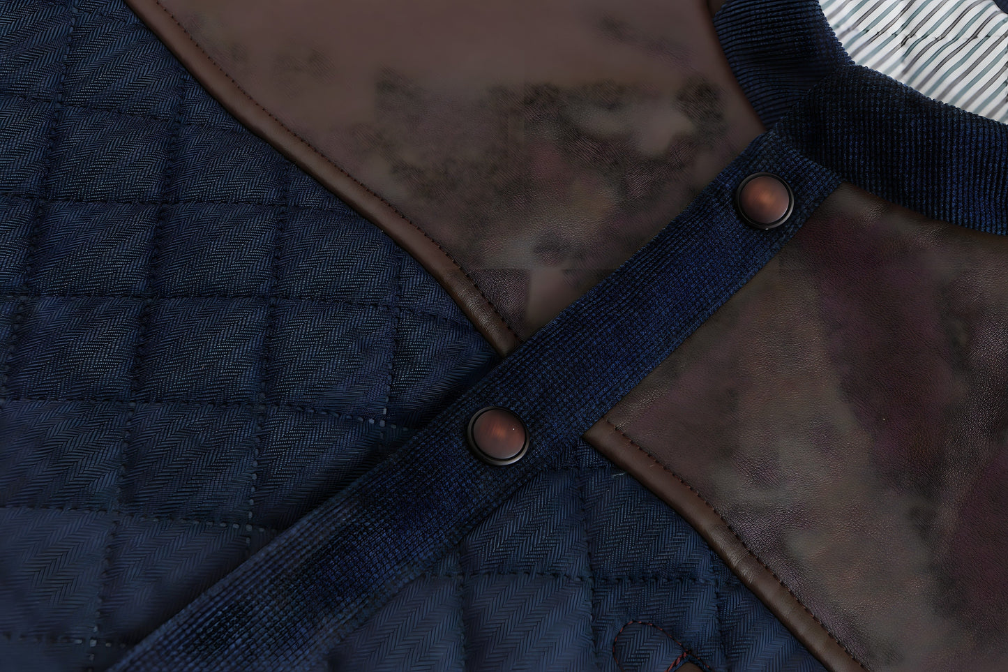 Men's Collarless Quilted Jacket with Shoulder Panel Design