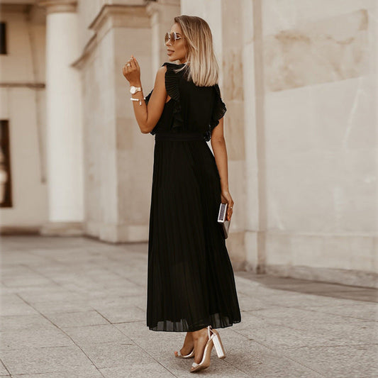 Chic Pleated Casual Maxi Dress