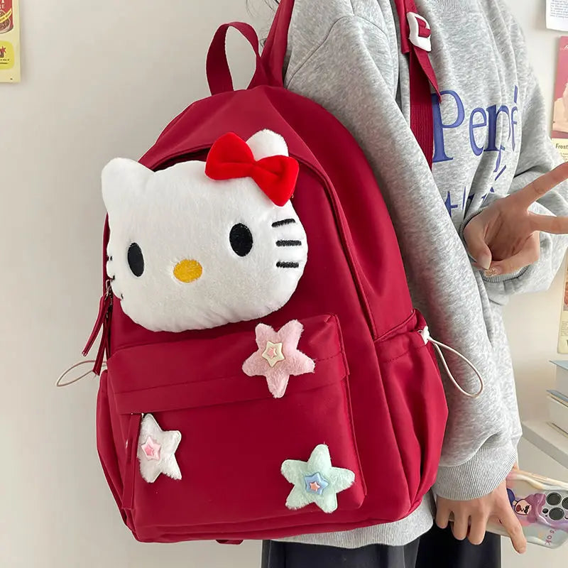 Backpack with Character Design and Decorative Star Accents