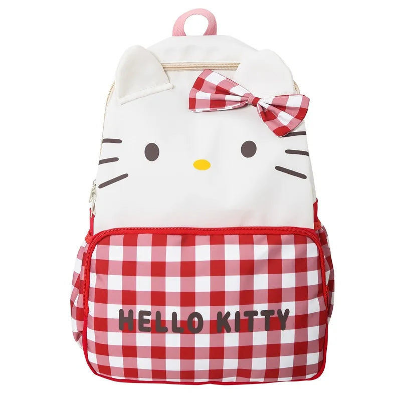 Kids Backpack with Red Checkered Pattern and Character Design