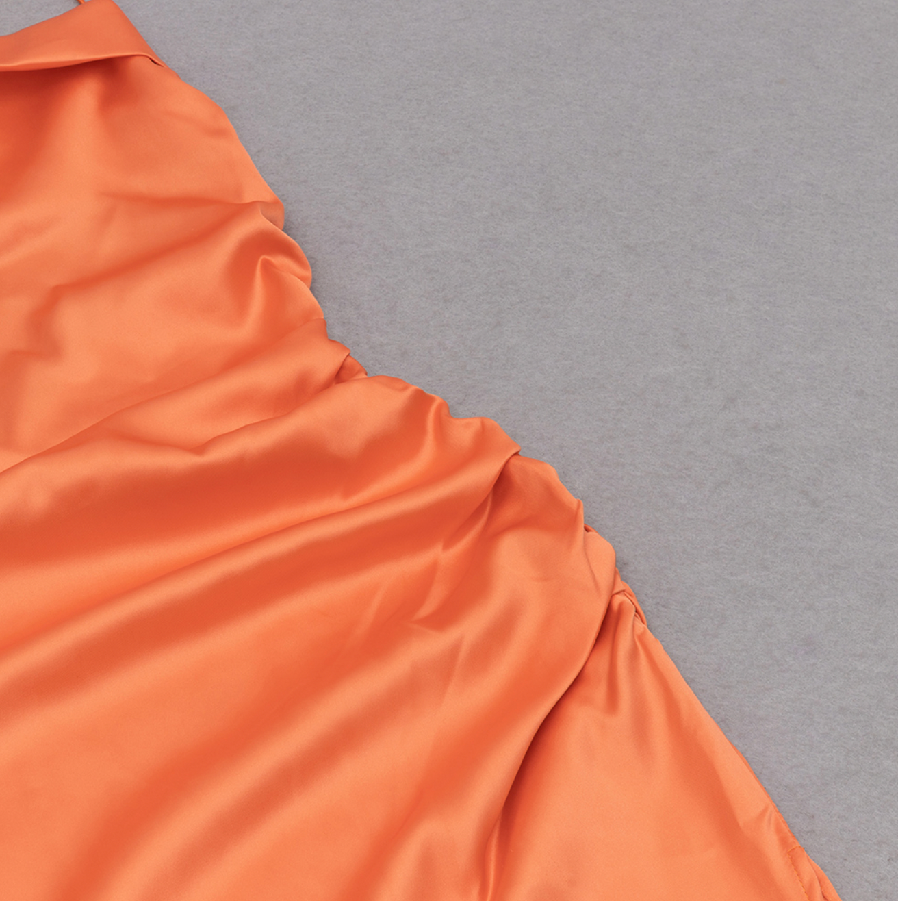 Chic Apricot Silk Halter Maxi Dress
