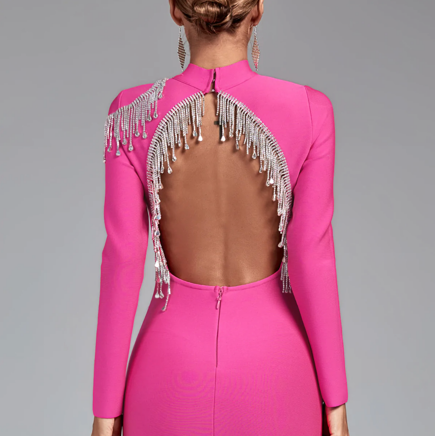 Chic Soft Pink Long-Sleeved Maxi Dress