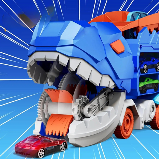 Blue Dinosaur-Themed Transformable Vehicle Launcher Playset
