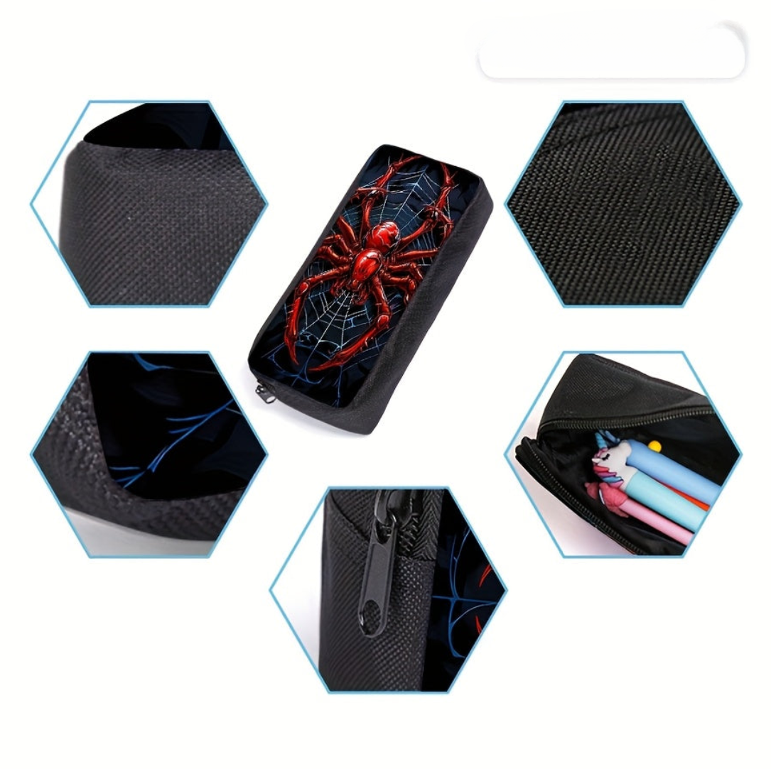 3-Piece Backpack Set with Red Spider Web Design