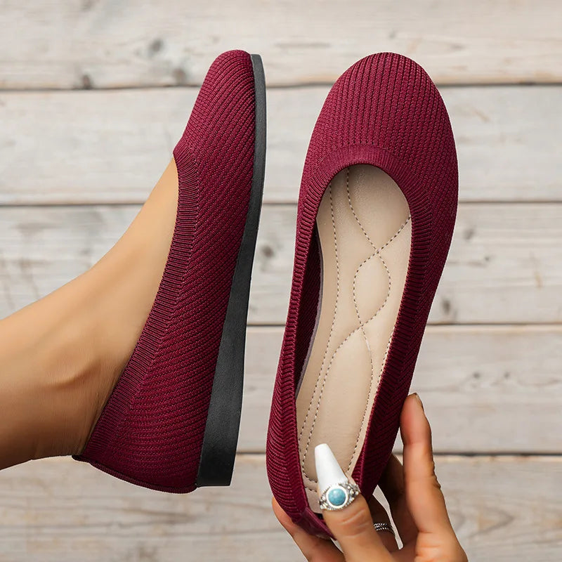 Knit Slip-On Round Toe Flats for Everyday Wear