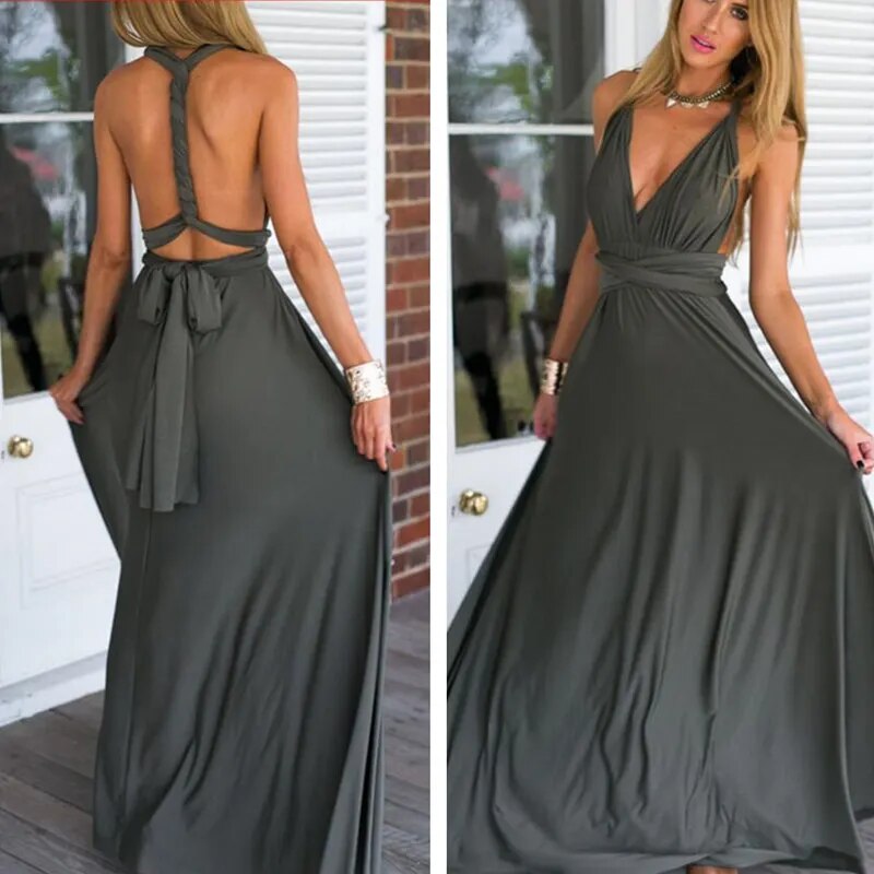 Chic Long Red Boho Dress for Women