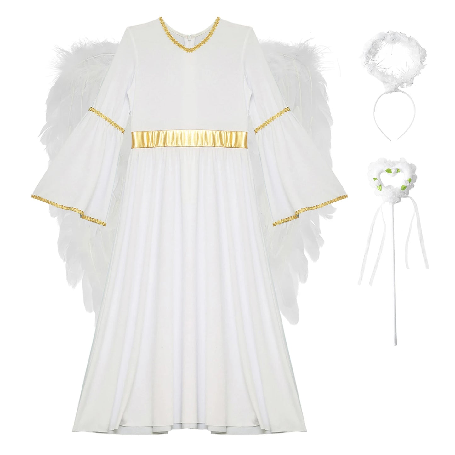 4Pcs Girls Angel Costume Dress Wings Set