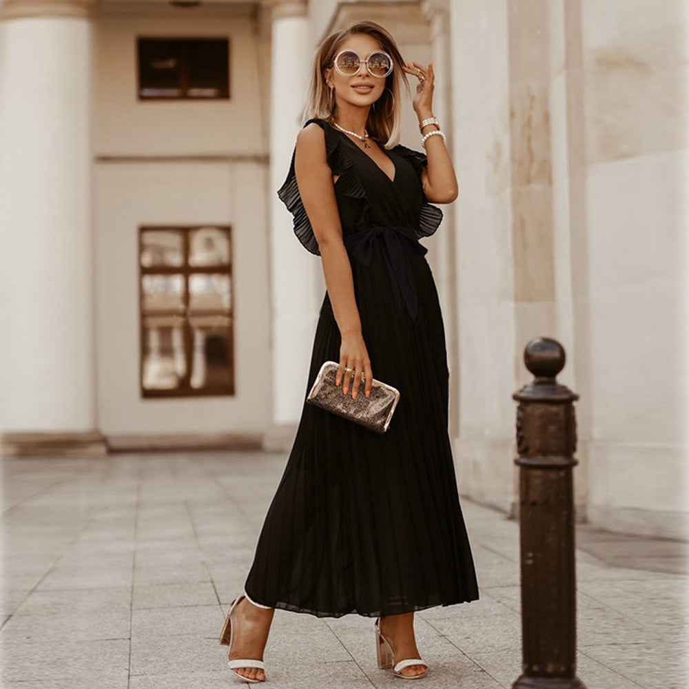 Chic Pleated Casual Maxi Dress