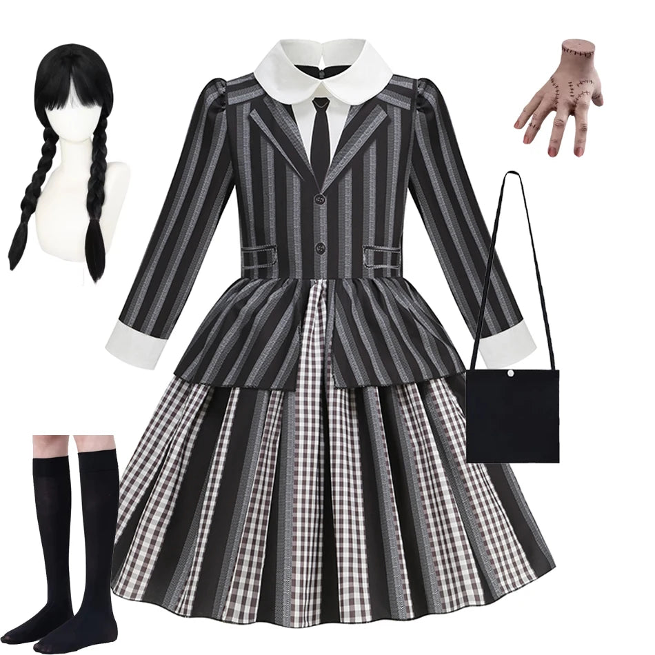 Girls' Halloween Wednesday Addams Costume Dress