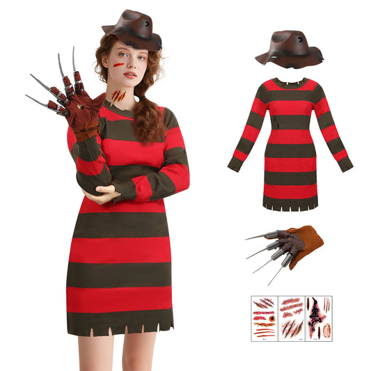 Women’s Freddy Krueger Costume Set - Dress & Accessories