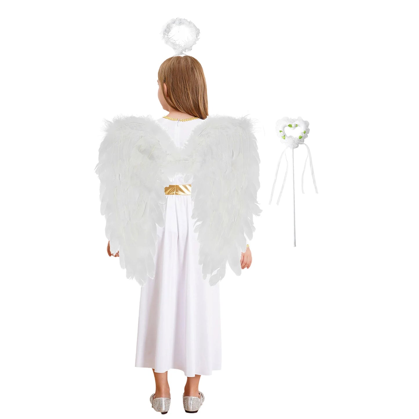 4Pcs Girls Angel Costume Dress Wings Set