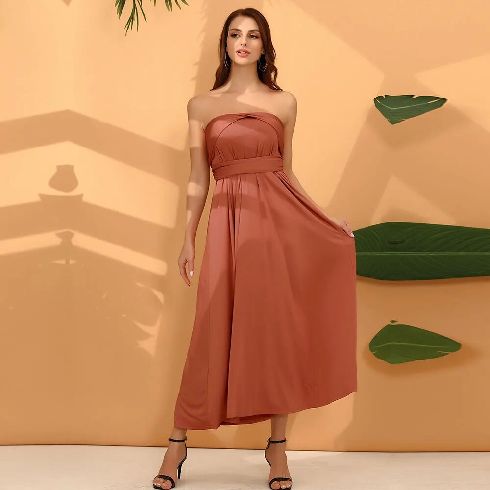Chic Long Red Boho Dress for Women