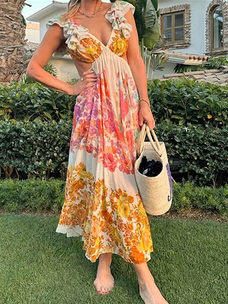 Charming Long Floral Dress for Summer