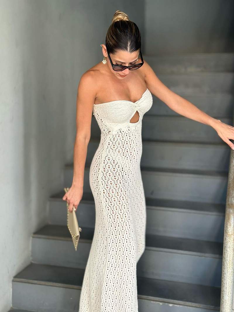 Elegant Off-Shoulder Transparent Maxi Dress
