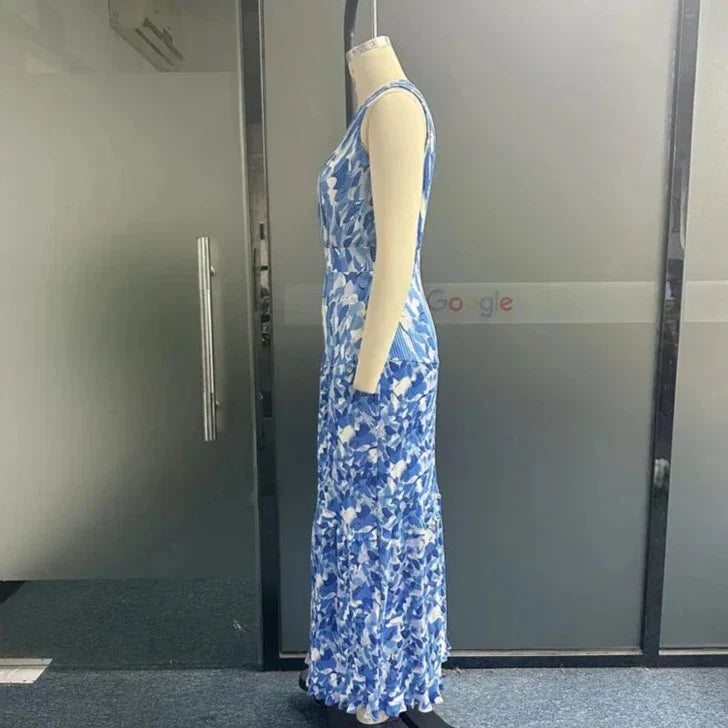 Elegant Slim Pleated Beach Maxi Dress