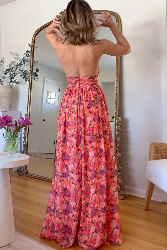 Chic Sleeveless Printed Long Dress