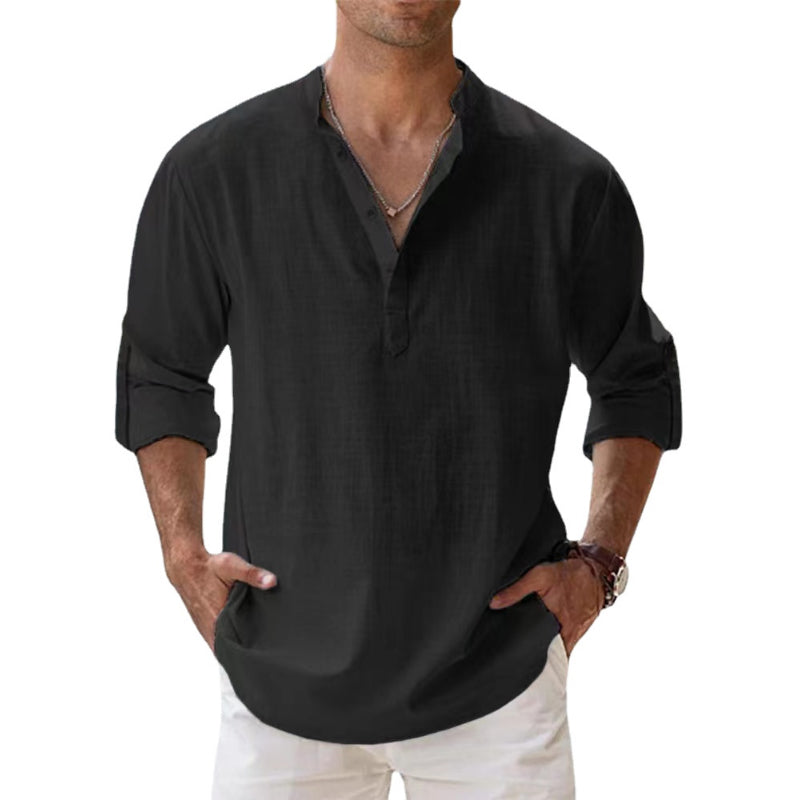 Men's Lightweight Henley Shirt with Button Placket