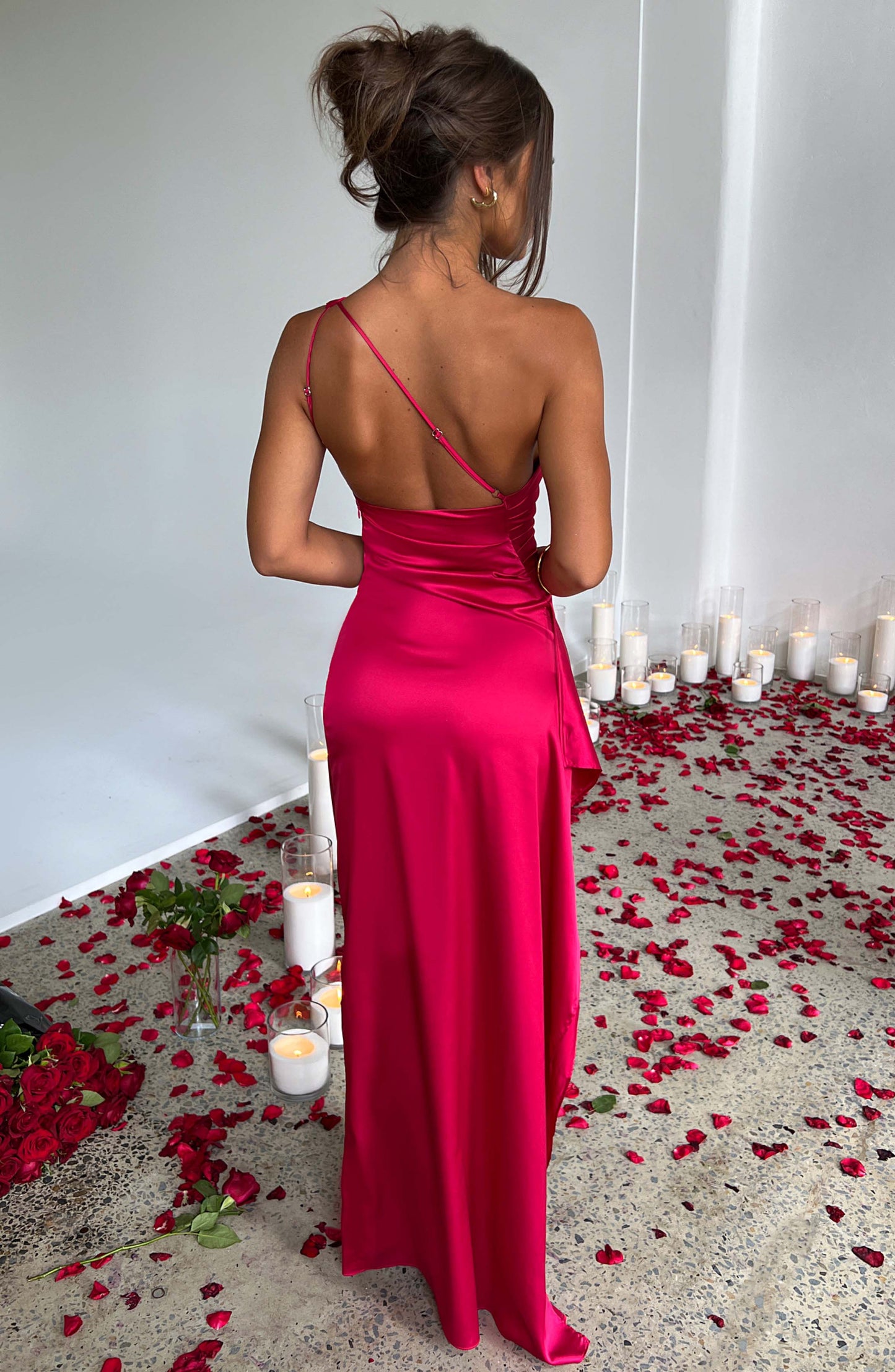 Elegant One-Shoulder Satin Maxi Dress