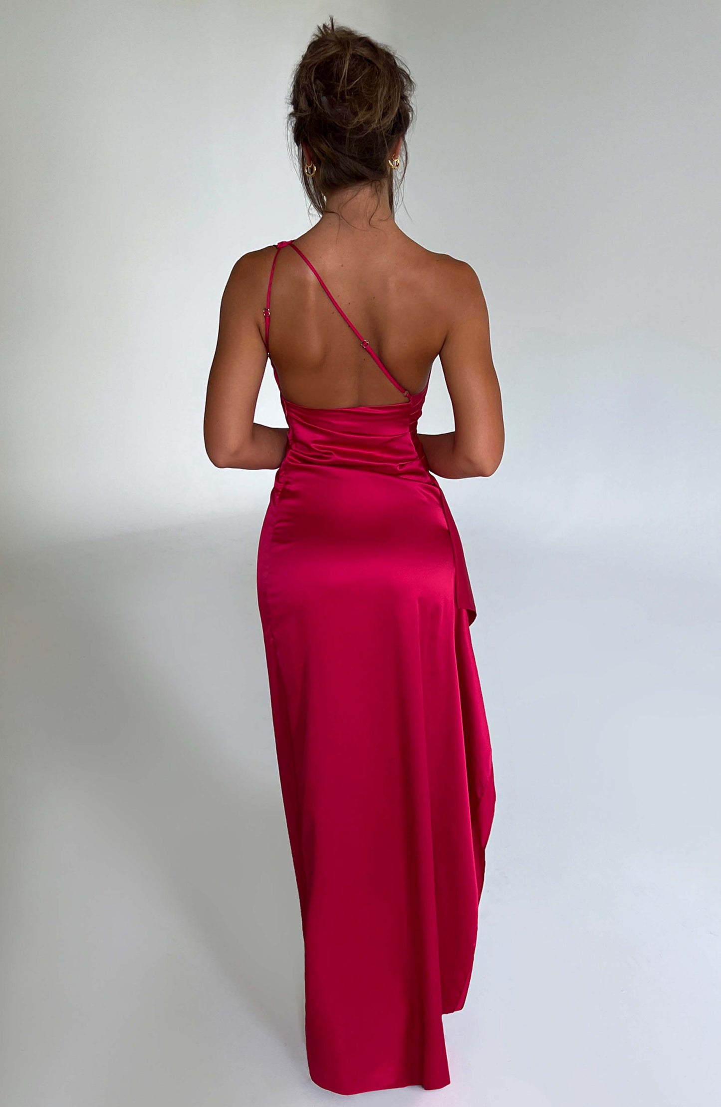 Elegant One-Shoulder Satin Maxi Dress