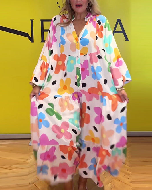 Chic Noa™ Floral Maxi Dress with Bell Sleeves