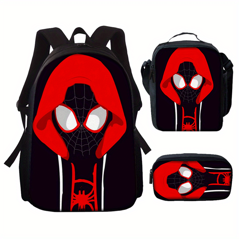 Cartoon Daypack Backpack with Zipper Closure – 3-Piece Set