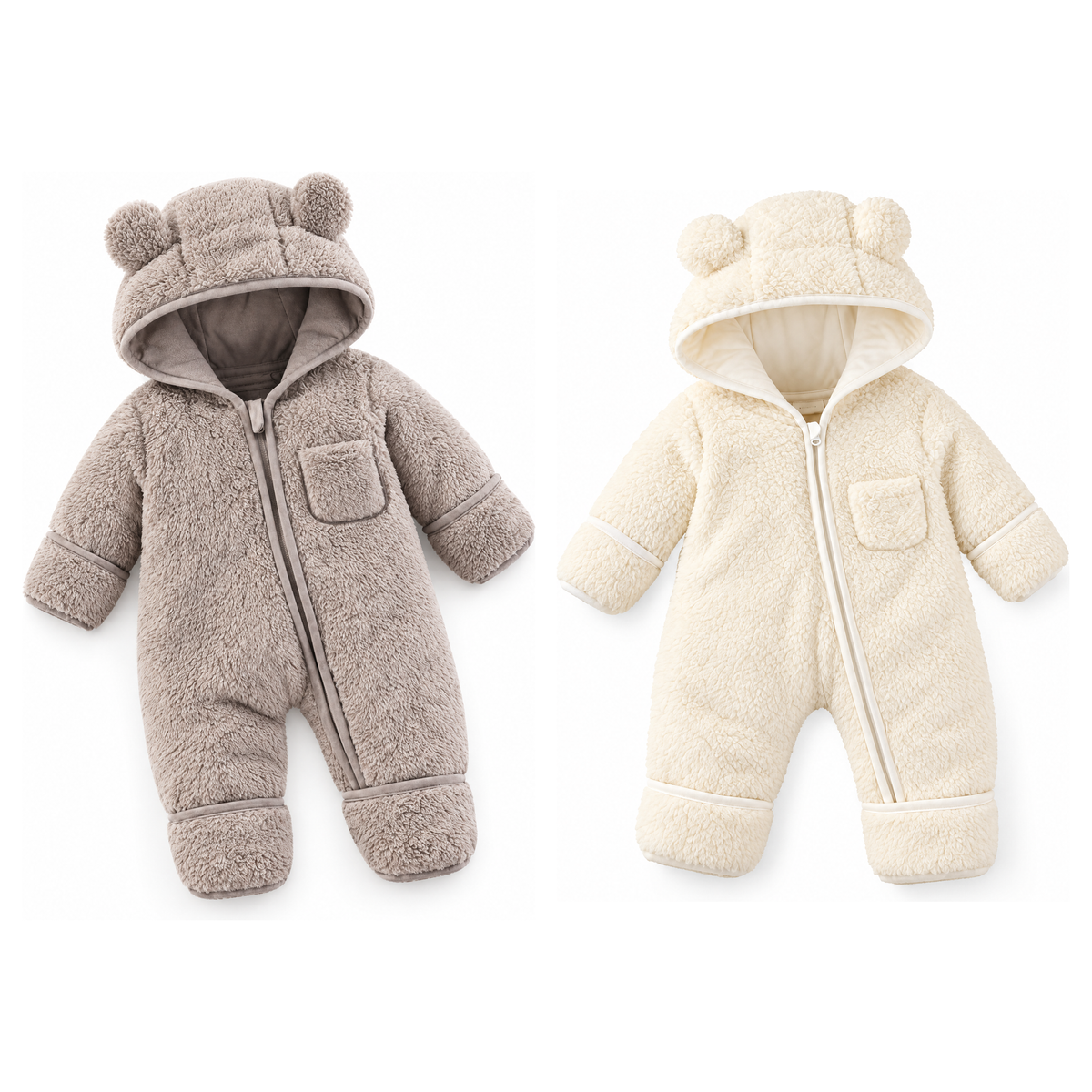 Baby bear snowsuit pack of 2, grey and cream