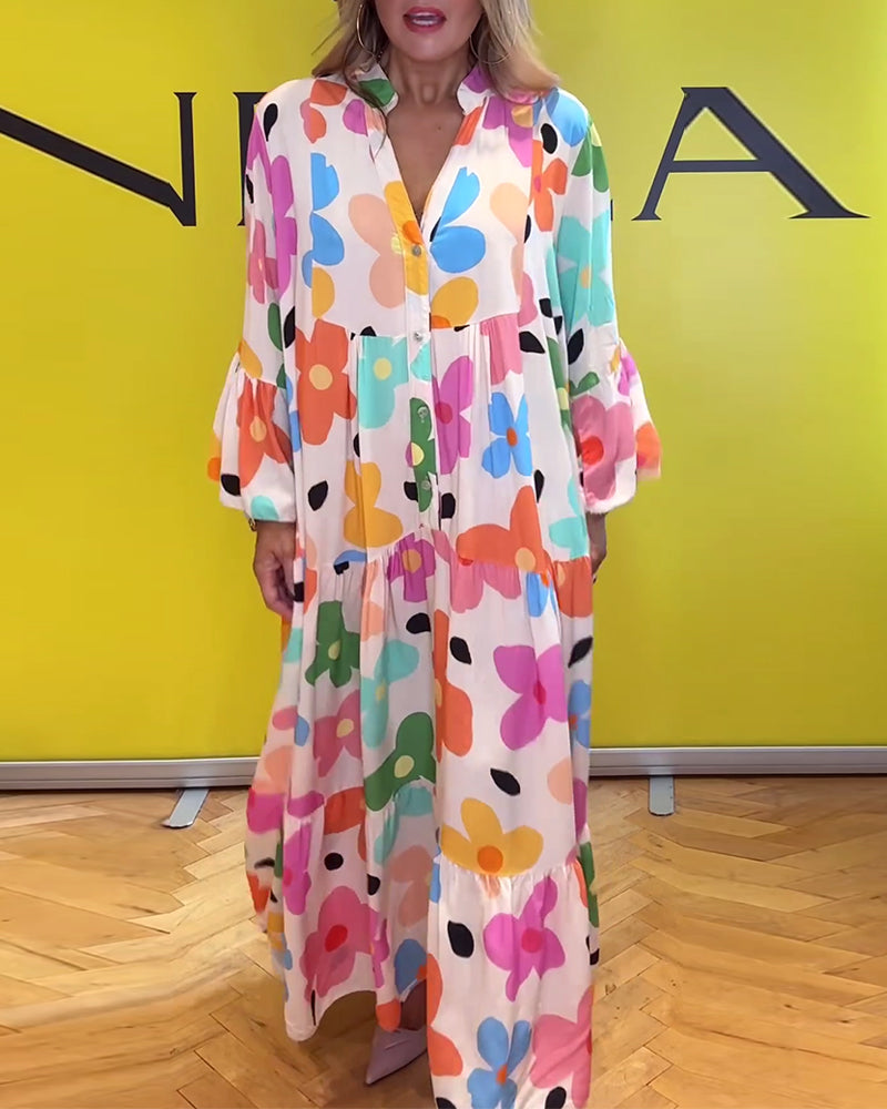 Chic Noa™ Floral Maxi Dress with Bell Sleeves