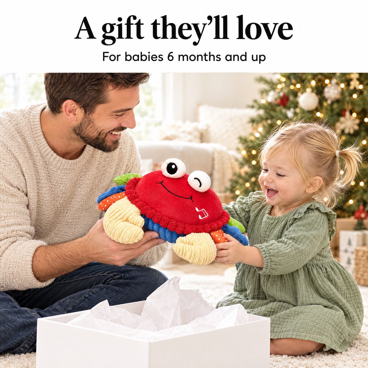 Crawling crab baby toy gift for babies 6 months and up