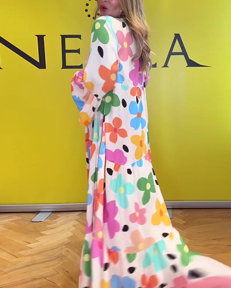 Chic Noa™ Floral Maxi Dress with Bell Sleeves
