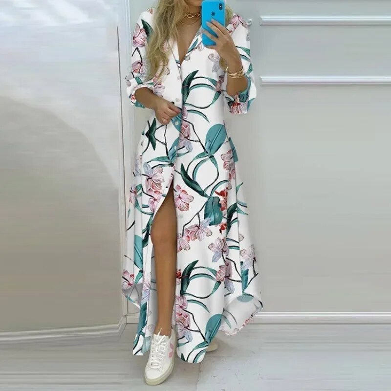 Bohemian Charm Maxi Shirt Dress