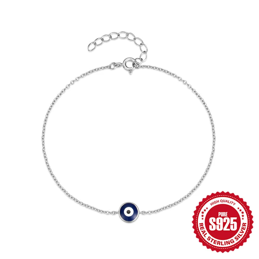 Sterling Silver Evil Eye Pendant Bracelet
