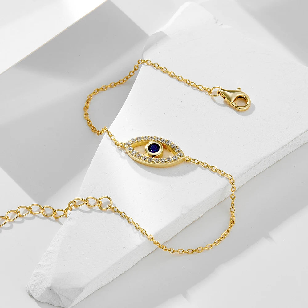 14K Gold Blue Evils Eye Bracelet