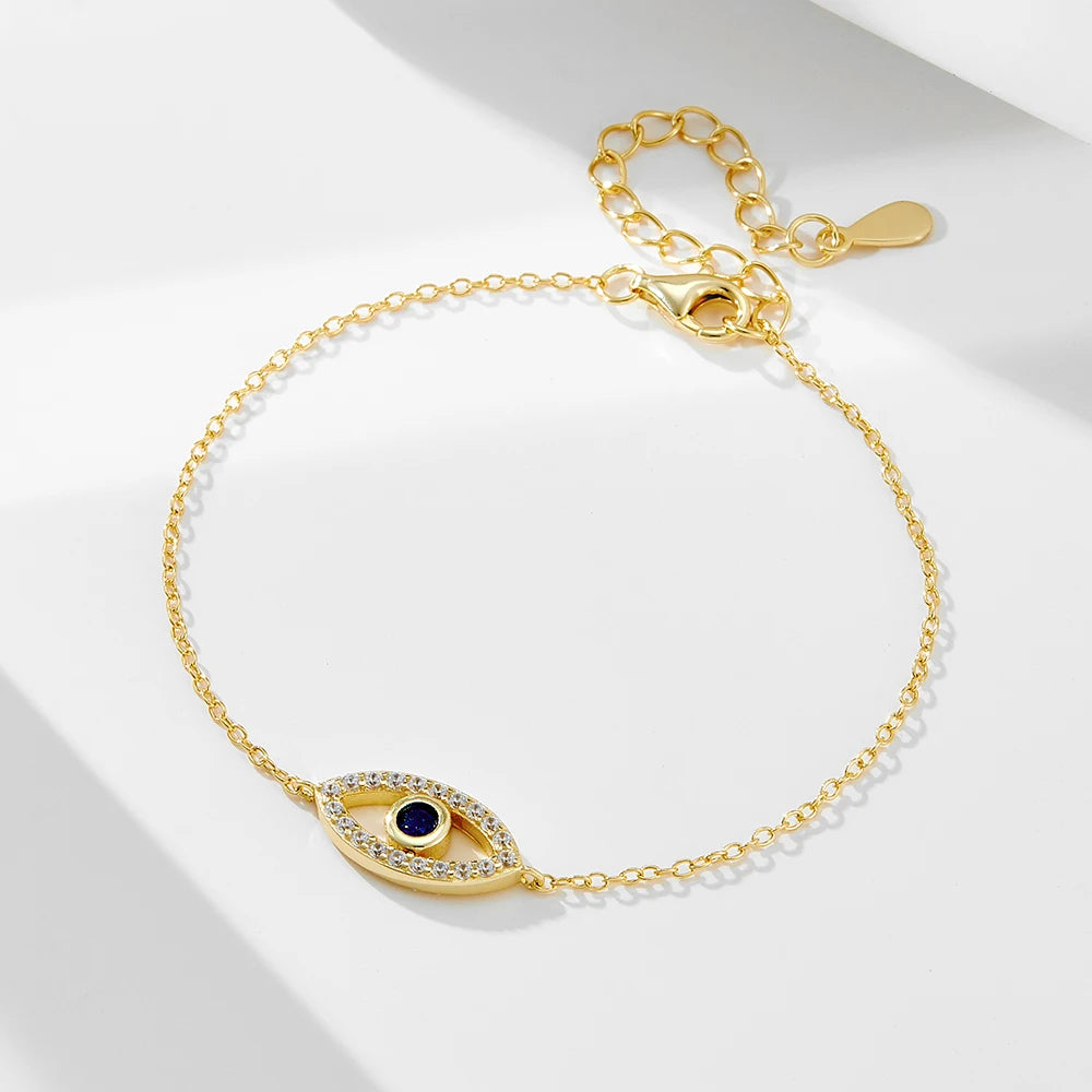 14K Gold Blue Evils Eye Bracelet