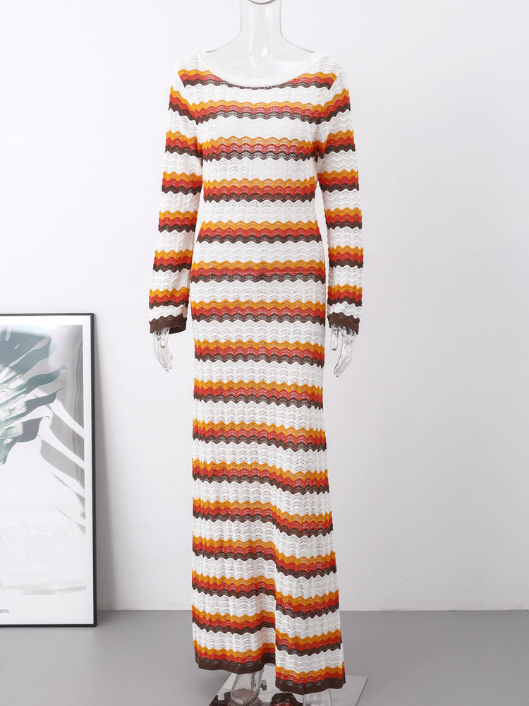 Chic Striped Ibiza Maxi Dress for Women