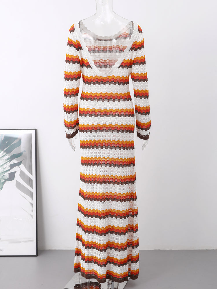 Chic Striped Ibiza Maxi Dress for Women