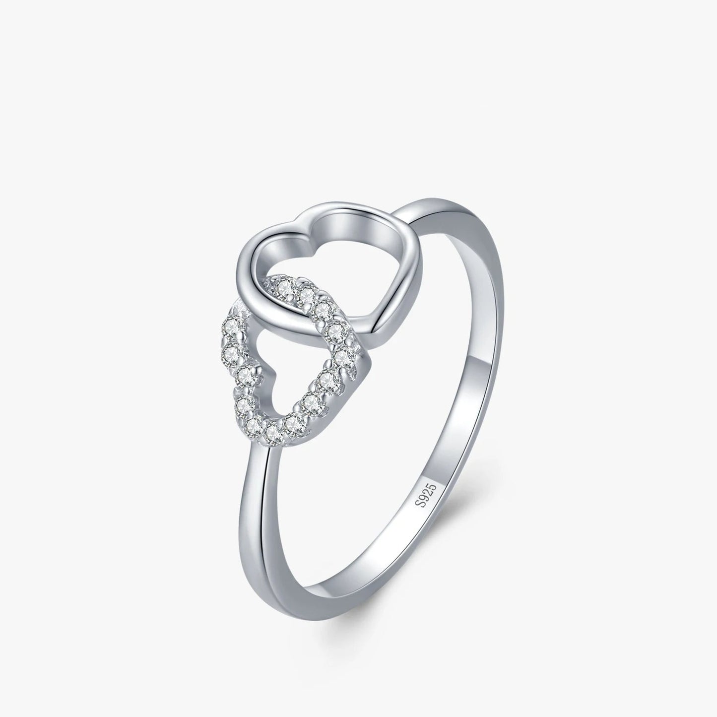 925 Sterling Silver Double Heart Ring