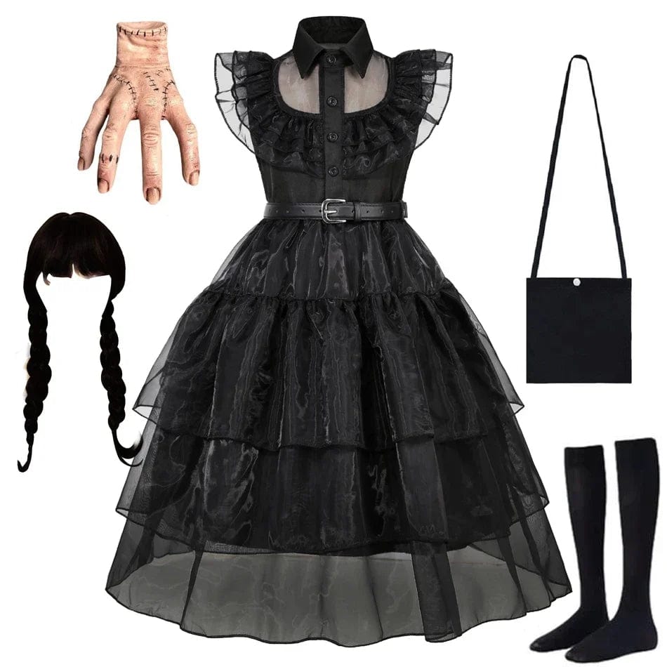Kids’ Black Gothic Dress with Optional Accessories