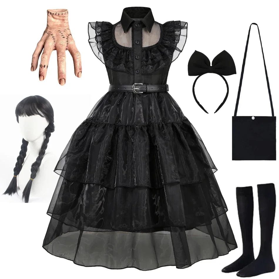 Kids’ Black Gothic Dress with Optional Accessories