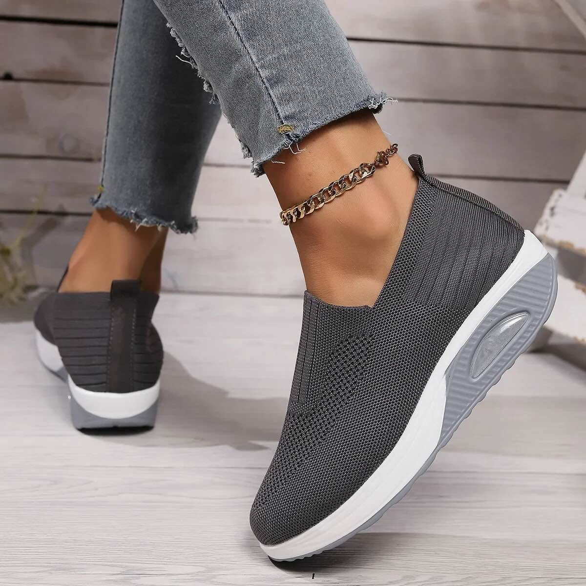 Lightweight Slip-On Walking Sneakers with Breathable Mesh Upper