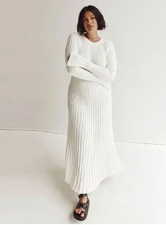 Chic Long Ribbed Women's Dress