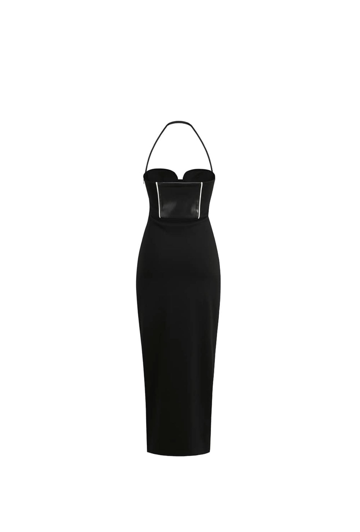 Chic Black Halter Maxi Dress with Zipper Slit