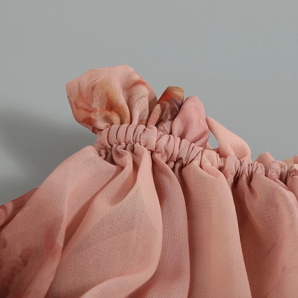 Elegant Off-the-Shoulder Floral Chiffon Dress