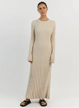 Chic Long Ribbed Women's Dress
