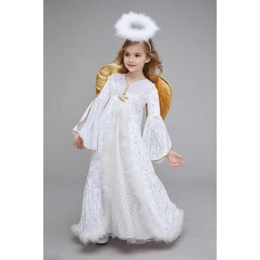 Children’s White Angel Costume with Wings and Halo